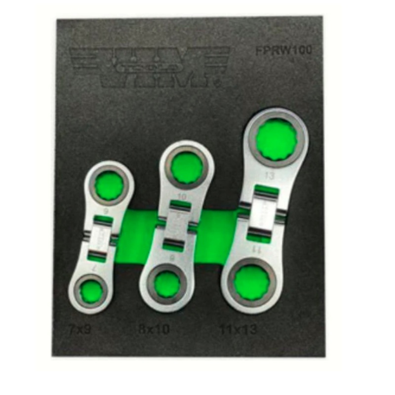 VIM Tools FPRW100 3-Piece Nano Flex Ratcheting Wrench Set