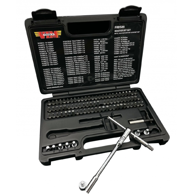 Vim Tools FRBS89 89 Piece Bit Set With 1/4" Flex Ratchet