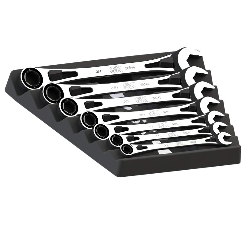 SK Hand Tool 80049 7-Piece SAE X-Frame Ratcheting Wrench Set