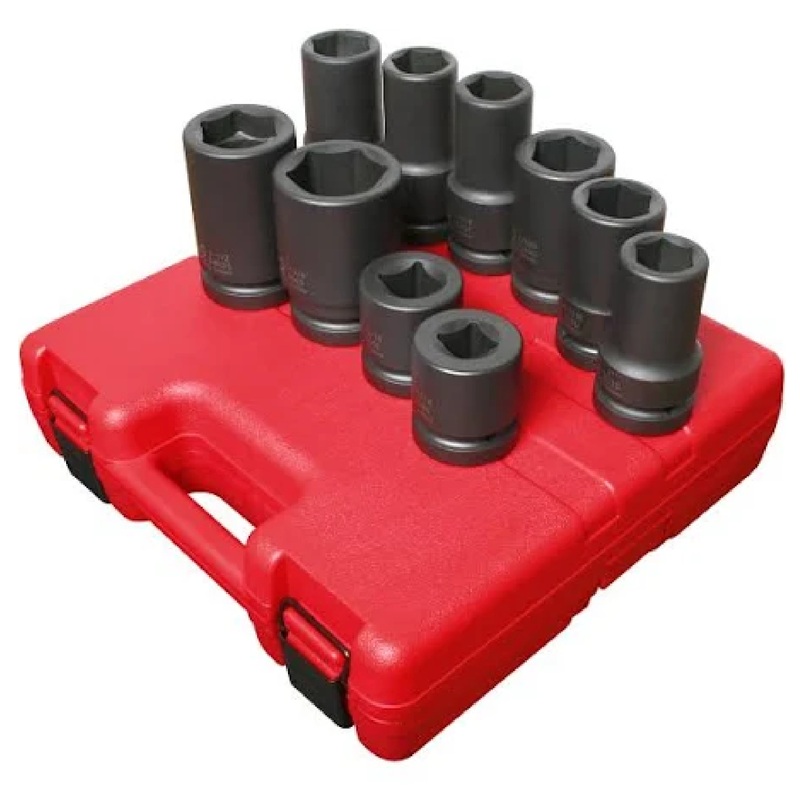 Sunex 5690A 10-Piece 1" Drive SAE/MM Impact Truck Socket Set