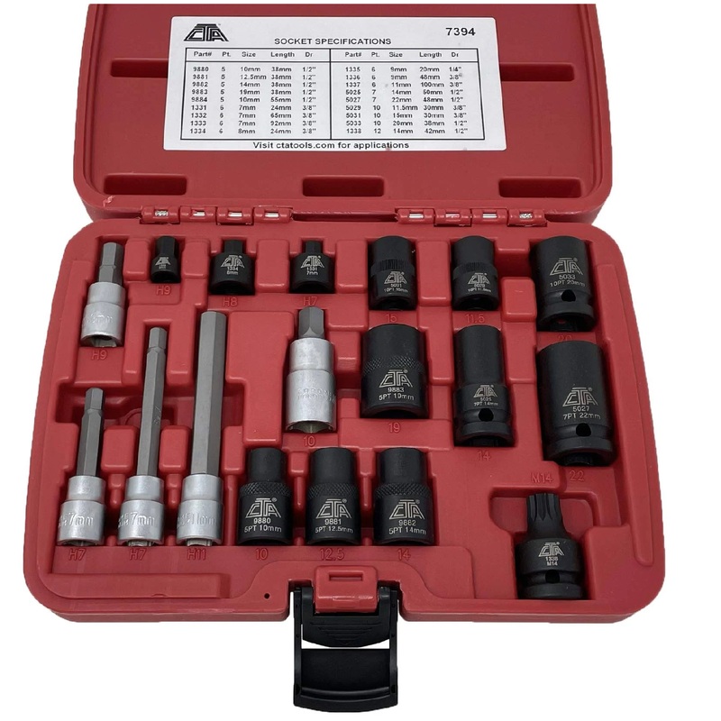 CTA 7394 18-Piece Euro Brake Caliper Socket Set