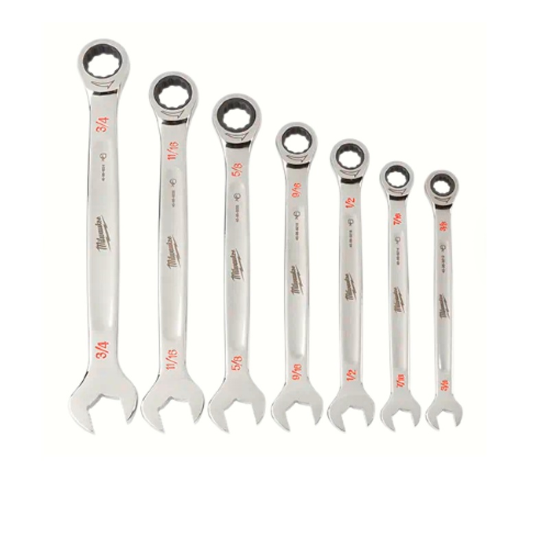 Milwaukee 48-22-9406 7-Piece SAE MAX BITE Ratcheting Wrench Set