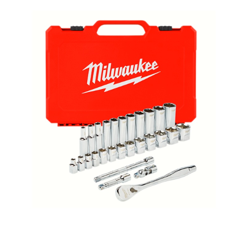 Milwaukee 48-22-9408 3/8" Drive 28-Piece SAE Ratchet & Socket Set