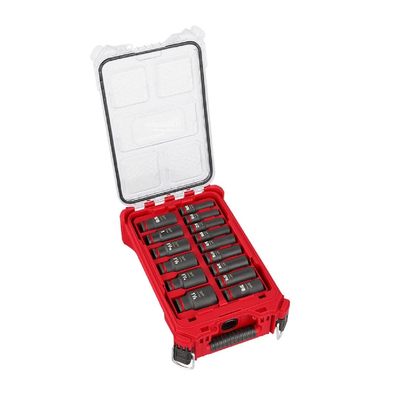 Milwaukee 49-66-6802 1/2" Drive 15-Piece SAE Deep PACKOUT Impact Socket Set