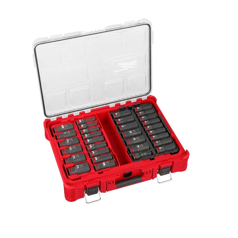 Milwaukee 49-66-6806 1/2" Drive 31-Piece Metric/SAE Deep PACKOUT Impact Socket Set