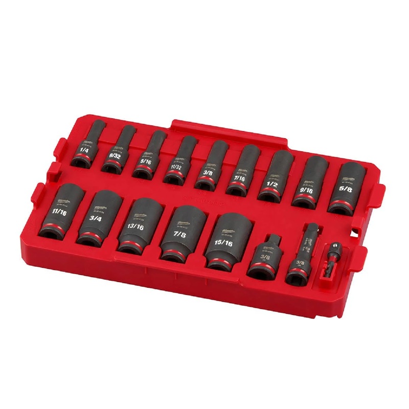 Milwaukee 49-66-6815 3/8" Drive 17-Piece SAE Deep TRAY Impact Socket Set