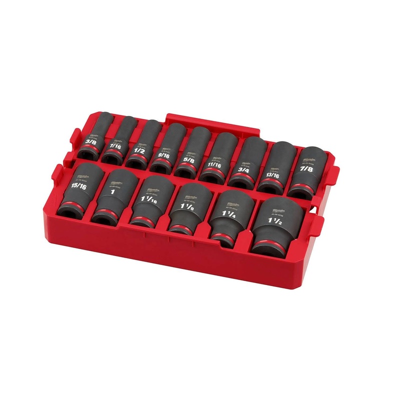 Milwaukee 49-66-6817 1/2" Drive 15-Piece SAE Deep TRAY Impact Socket Set