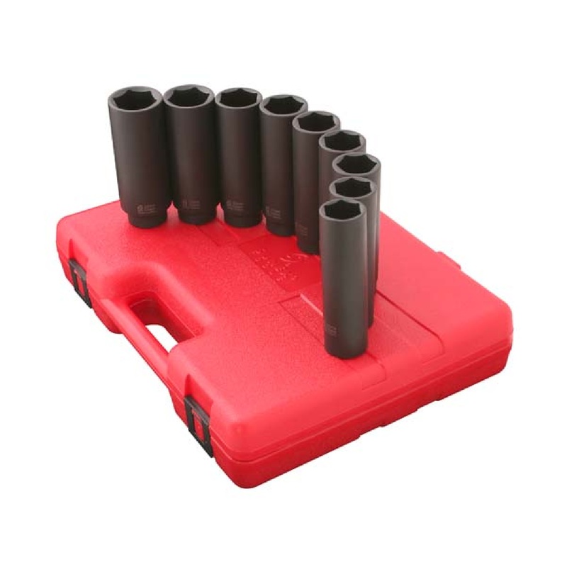 Sunex 2851 1/2" Drive 12-Piece Metric 5" Extra Long Deep Impact Socket Set