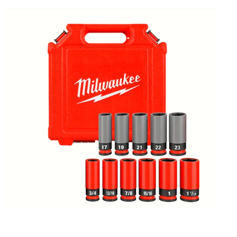 Milwaukee 49-66-7833 1/2" Drive SAE & Metric 11-Piece Lug Nut Wheel Socket Set