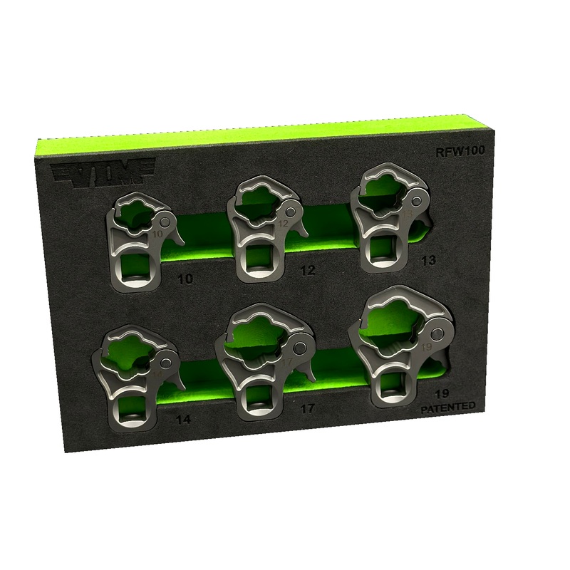 Vim Tools RFW100 6-Piece 3/8" Drive Ratcheting Flare Nut Wrench Set