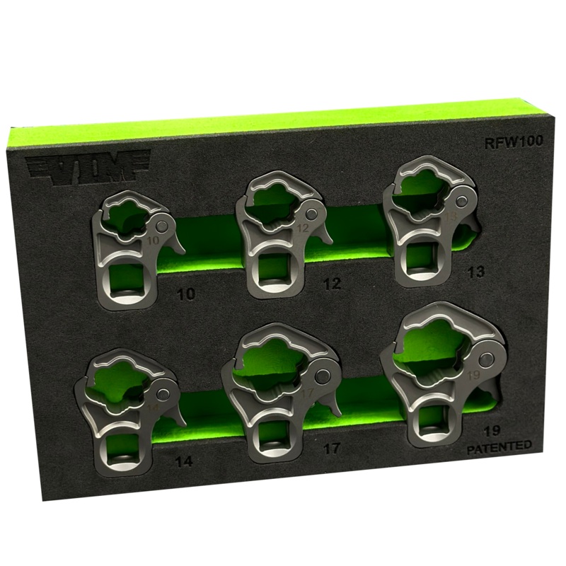 Vim Tools RFW150 Ratcheting Flare Nut Wrench Set, 5-Piece 3/8" Drive
