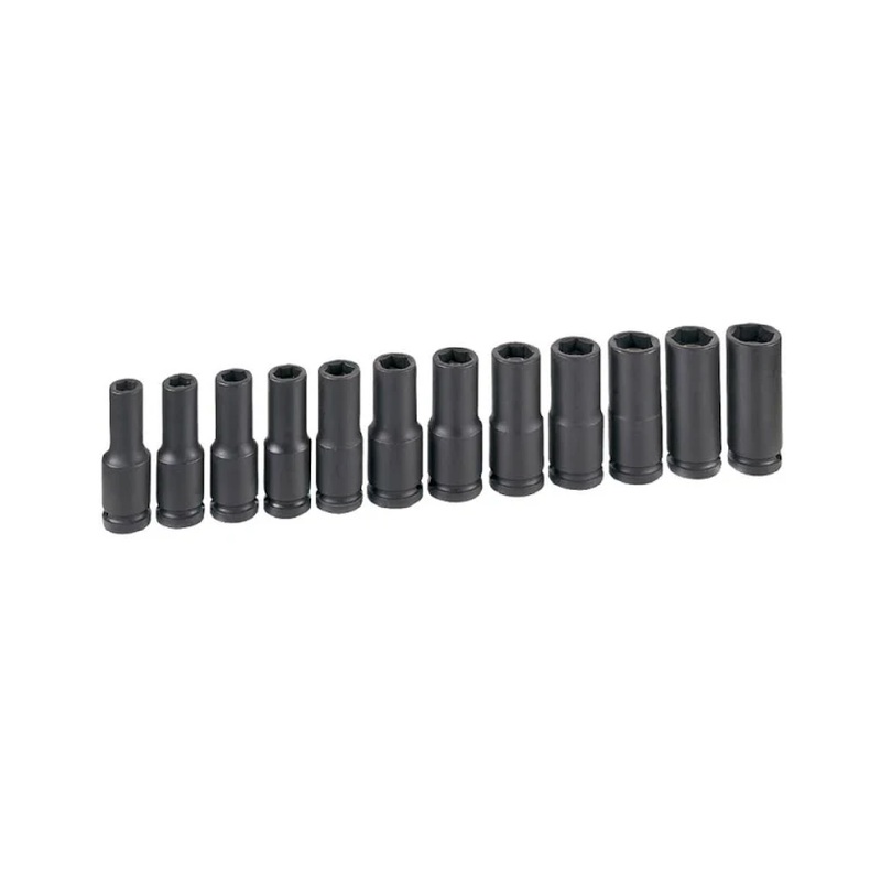 Grey Pneumatic 1512MDG 1/2" Drive 12 Piece Deep Metric Magnetic Impact Socket Set