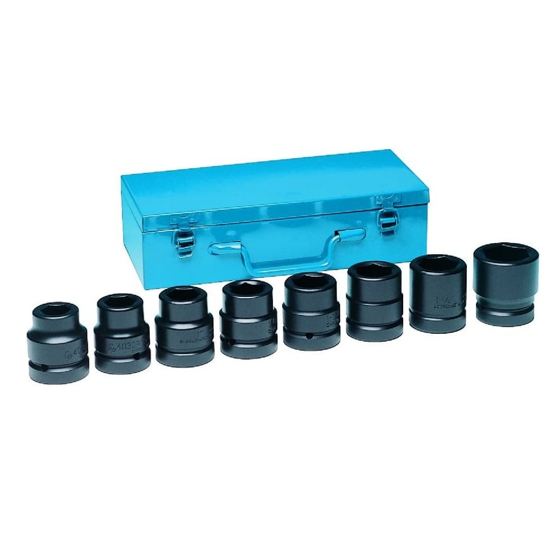 Grey Pneumatic 9108 1" Drive 8-Piece Standard Fractional Socket Set