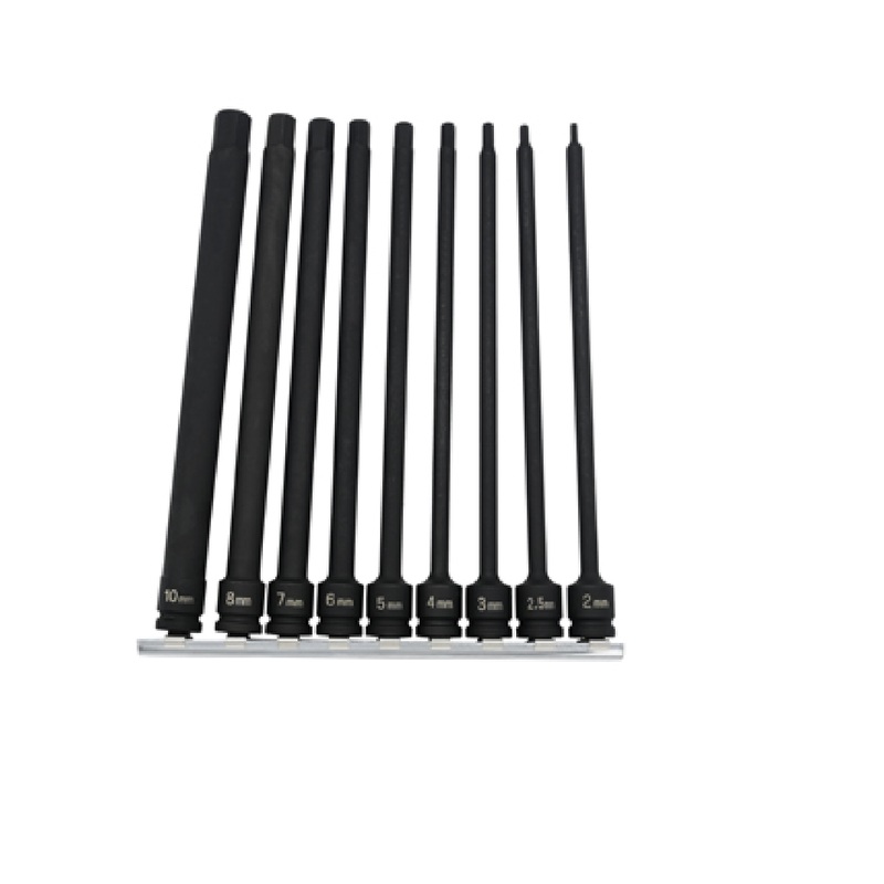 Grey Pneumatic 9269MH 1/4" Drive 9-Piece 6" Length Metric Hex Impact Driver Set