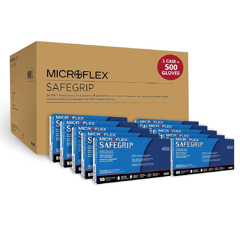 Microflex SG375L-10 CASE of Safe Grip Textured Grip Gloves, Large, 500 Gloves
