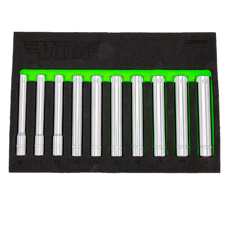 Vim Tools EDM600 10-Piece 3/8" Drive Metric Extra Deep Socket Set