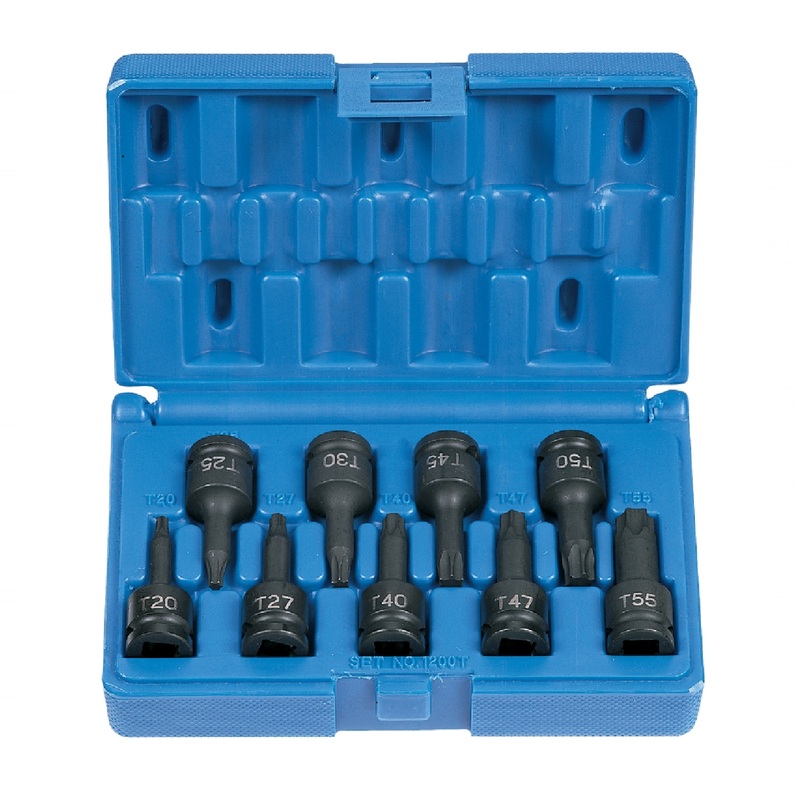 Grey Pneumatic 1200T 3/8" Drive 9 Piece Internal Star Impact Driver Set