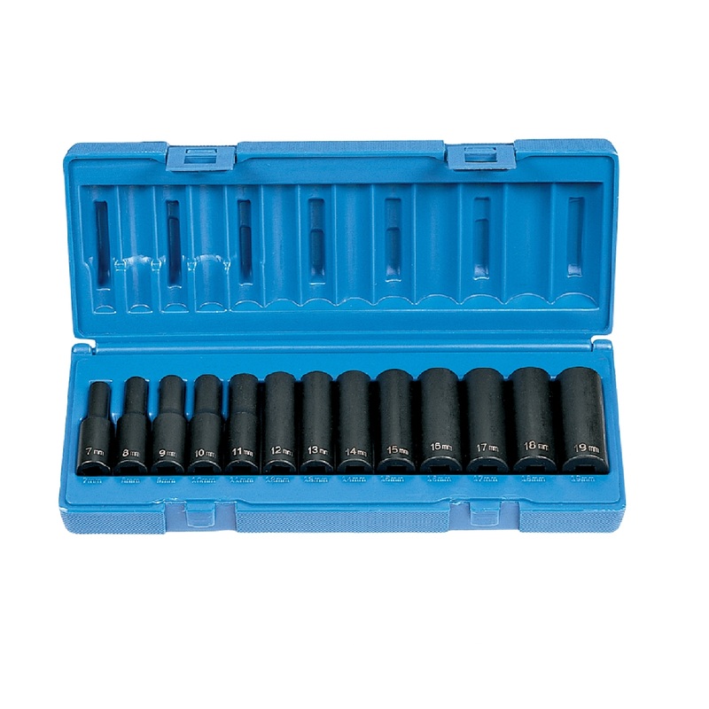 Grey Pneumatic 1203MD 3/8" Drive 13-Piece Deep Metric Socket Set - 12-Point