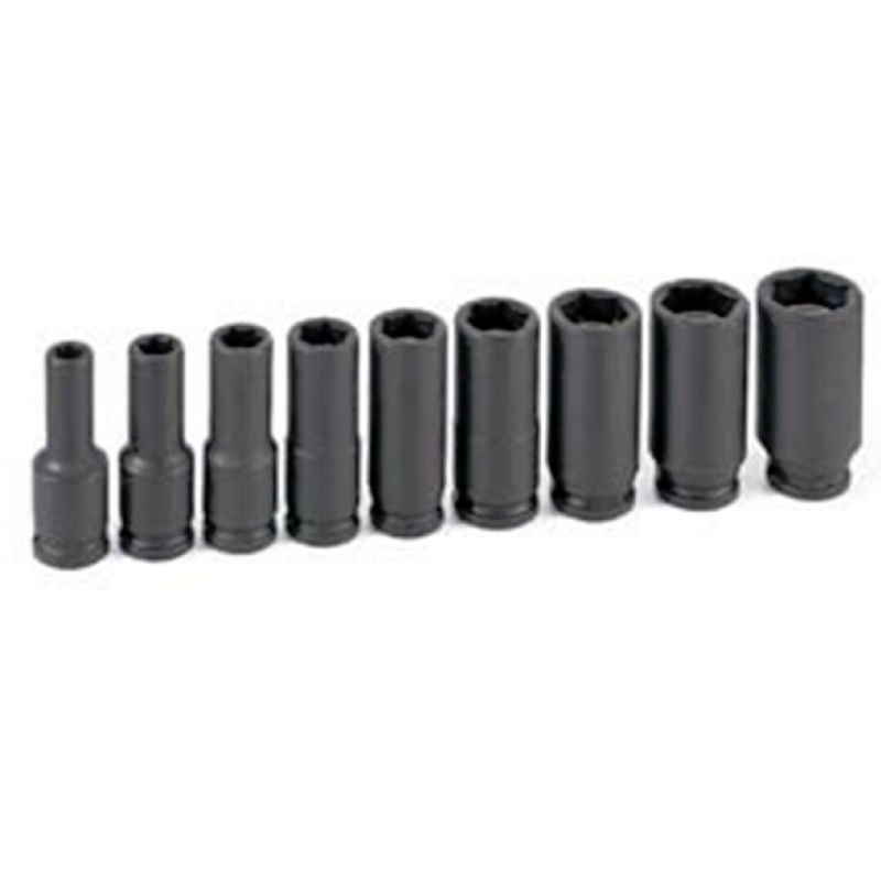 Grey Pneumatic 1209DG 9 Piece Deep SAE Magnetic Impact Socket Set 3/8" Drive
