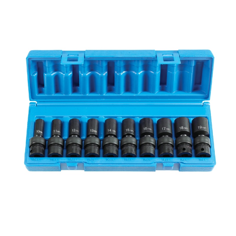 Grey Pneumatic 1210UMSD 10-Piece 3/8" Drive Metric Universal Semi-Deep Impact Socket Set