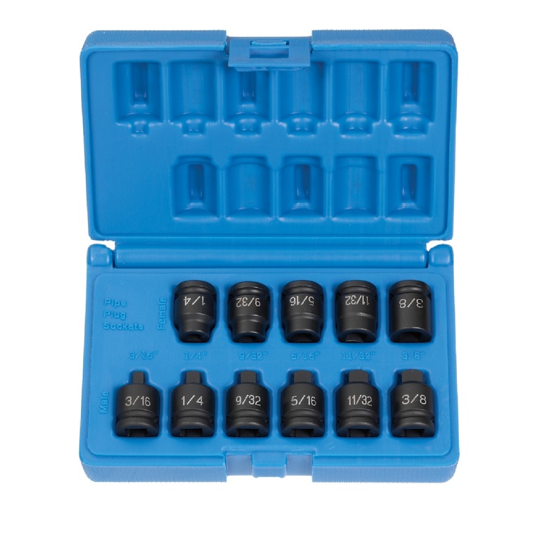 Grey Pneumatic 1211P 3/8" Drive 11 Piece Pipe Plug Socket Set