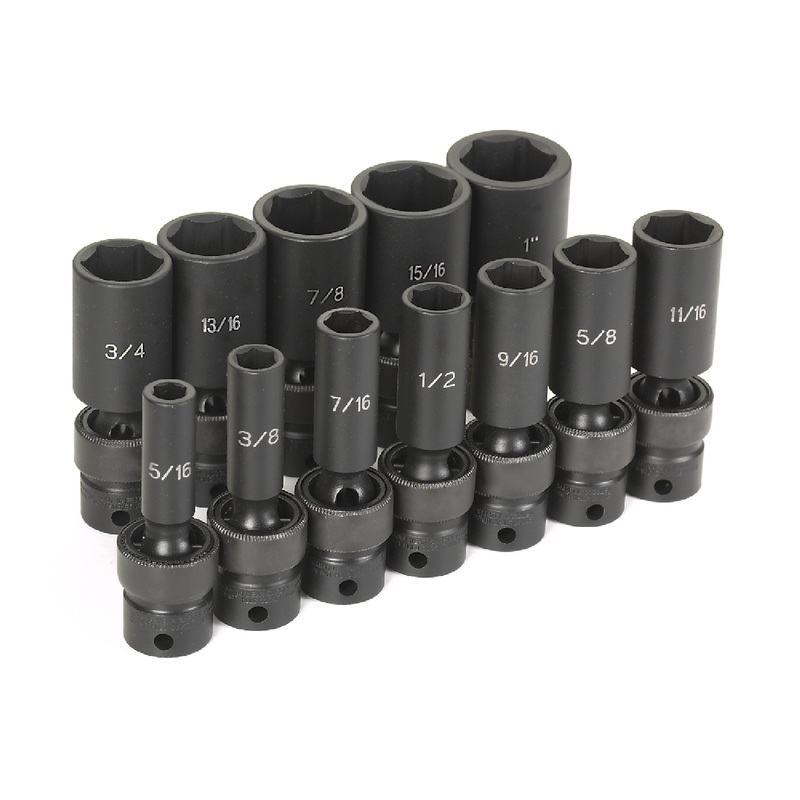 Grey Pneumatic 1212UD 3/8" Drive 12 Piece Deep Fractional Universal Impact Socket Set