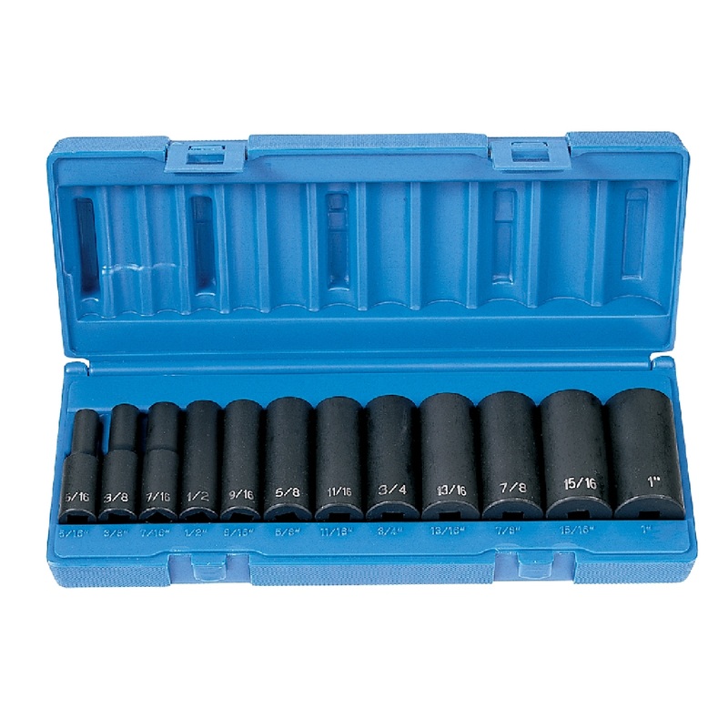 Grey Pneumatic 1213D 3/8" Drive 12 Piece SAE Deep Socket Set