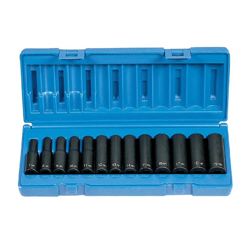 Grey Pneumatic 1213MD 3/8" Drive 13 Piece Deep Metric Impact Socket Set