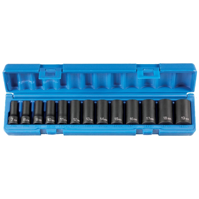Grey Pneumatic 1213MSD 3/8" Drive 13 Piece Semi-Deep Metric Impact Socket Set
