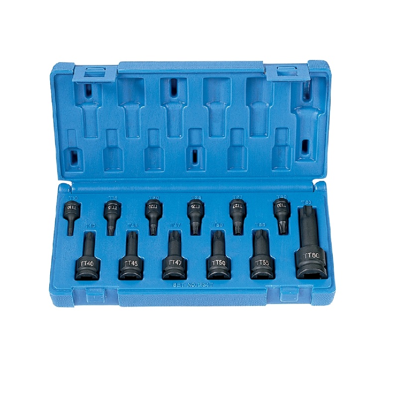Grey Pneumatic 1235TT 12 Piece 1/4", 3/8", & 1/2" Tamper Proof Star Driver Socket Set