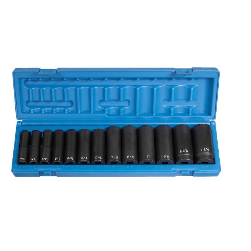 Grey Pneumatic 1312D 1/2" 13 Piece Deep SAE Impact Socket Set