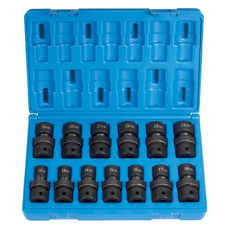 Grey Pneumatic 1313UM 1/2" Drive 13 Piece Metric Universal Impact Socket Set