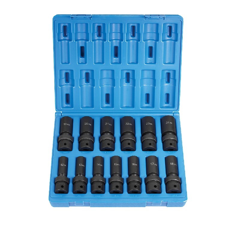 Grey Pneumatic 1313UMD 1/2" Drive 13 Piece Deep Metric Universal Impact Socket Set