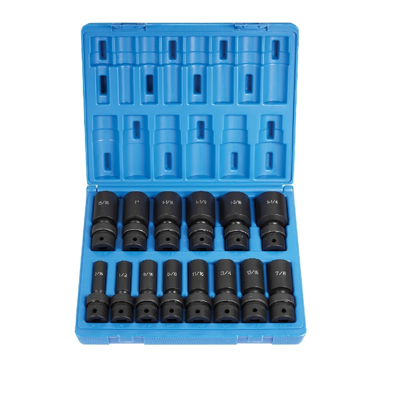 Grey Pneumatic 1314UD 1/2" Drive 14 Piece Deep Fractional Universal Impact Socket Set