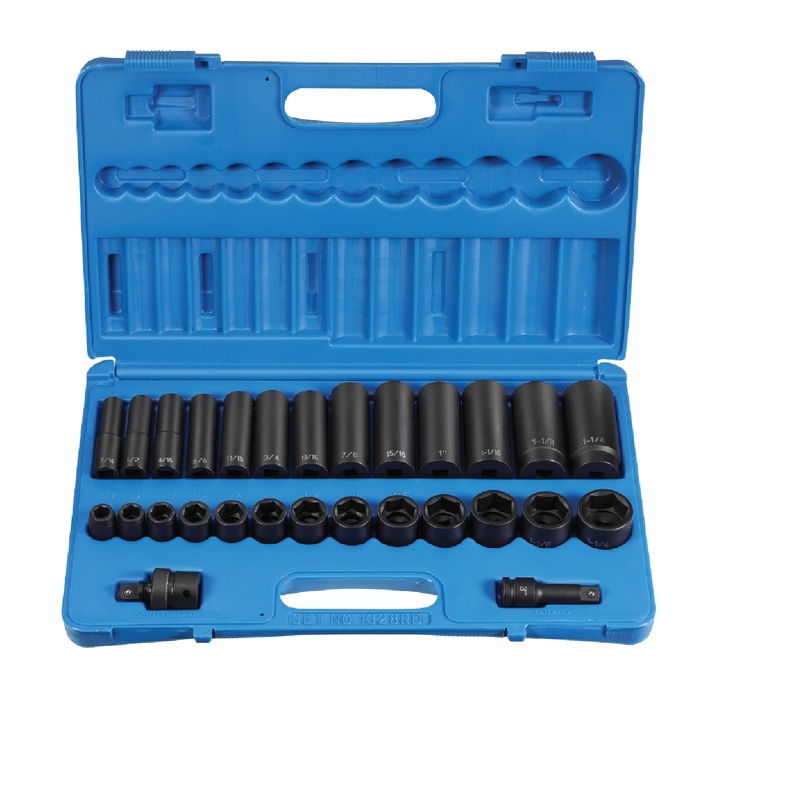 Grey Pneumatic 1328RD 1/2" Drive 28 Piece SAE Standard & Deep Impact Socket Set