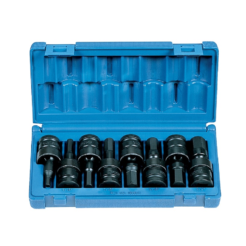 Grey Pneumatic 1398UH 1/2" Drive 8 Piece Universal Hex Driver Set