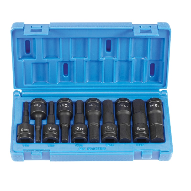 Grey Pneumatic 1498MH 1/2" Drive 10 Piece Metric Hex Driver Set