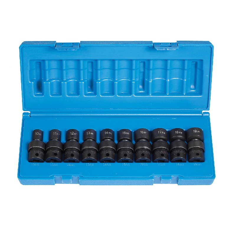 Grey Pneumatic 1610UM 3/8" Drive 12 Point 10 Piece Metric Universal Impact Socket Set