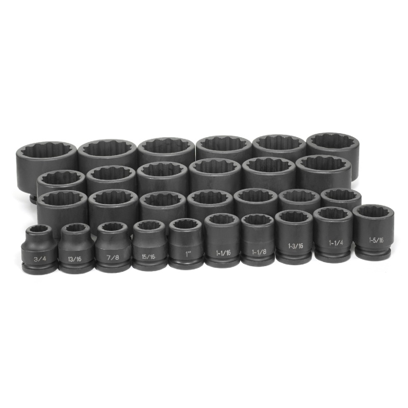 Grey Pneumatic 8129 3/4" Drive 12-Point 29-Piece SAE Master Impact Socket Set