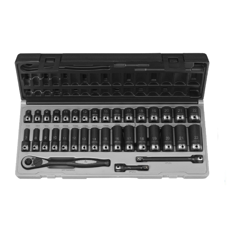 Grey Pneumatic 81635MRD 3/8" Drive 6 Point 35 Piece Metric Standard & Deep Duo Socket Set