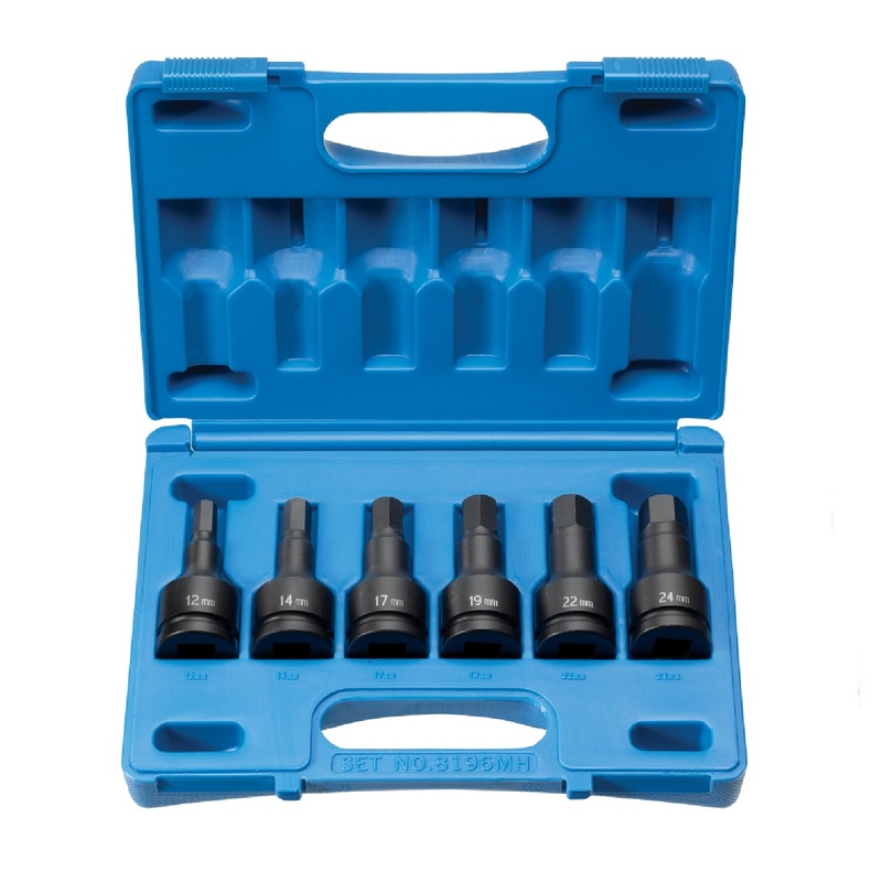 Grey Pneumatic 8196MH 3/4" Drive 6 Piece Hex Driver Metric Impact Socket Set