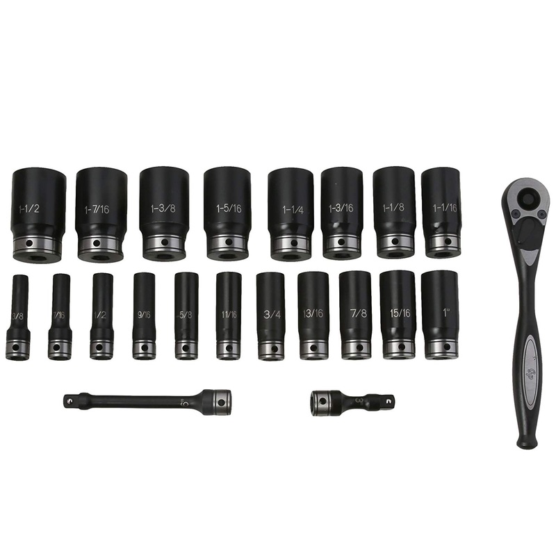 Grey Pneumatic 82622D 22 Piece 6 Point Fractional Deep Duo Socket Set 1/2" Drive