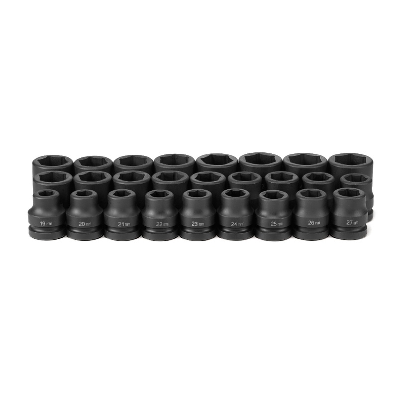 Grey Pneumatic 9026M 1" Drive 26-Piece Metric Impact Socket Set