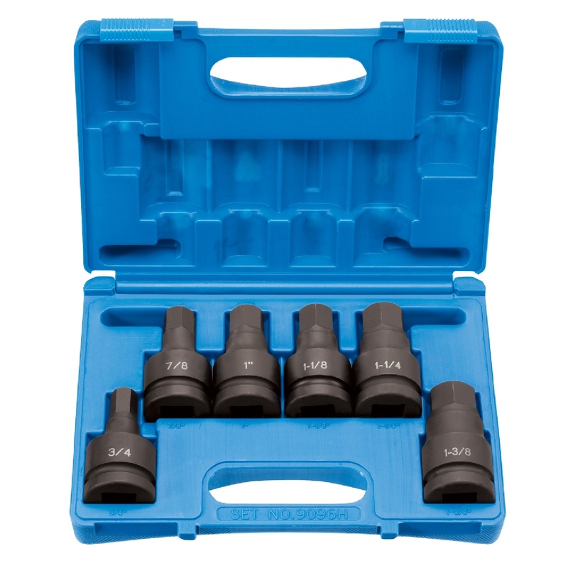 Grey Pneumatic 9096H 6 Piece Hex Driver Set 1" Drive