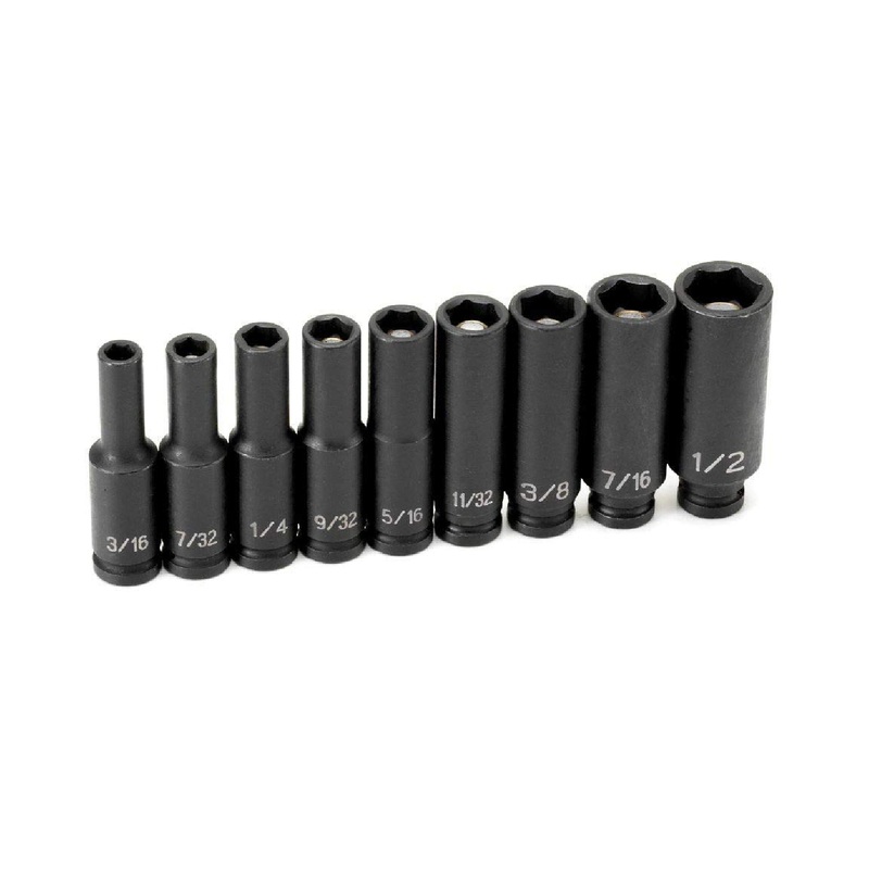 Grey Pneumatic 9709DG 1/4" Drive 9 Piece Deep Magnetic SAE/Metric Impact Socket Set