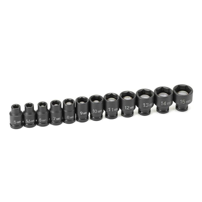 Grey Pneumatic 9712UM 1/4" Surface Drive 12 Piece Impact Universal Metric Set