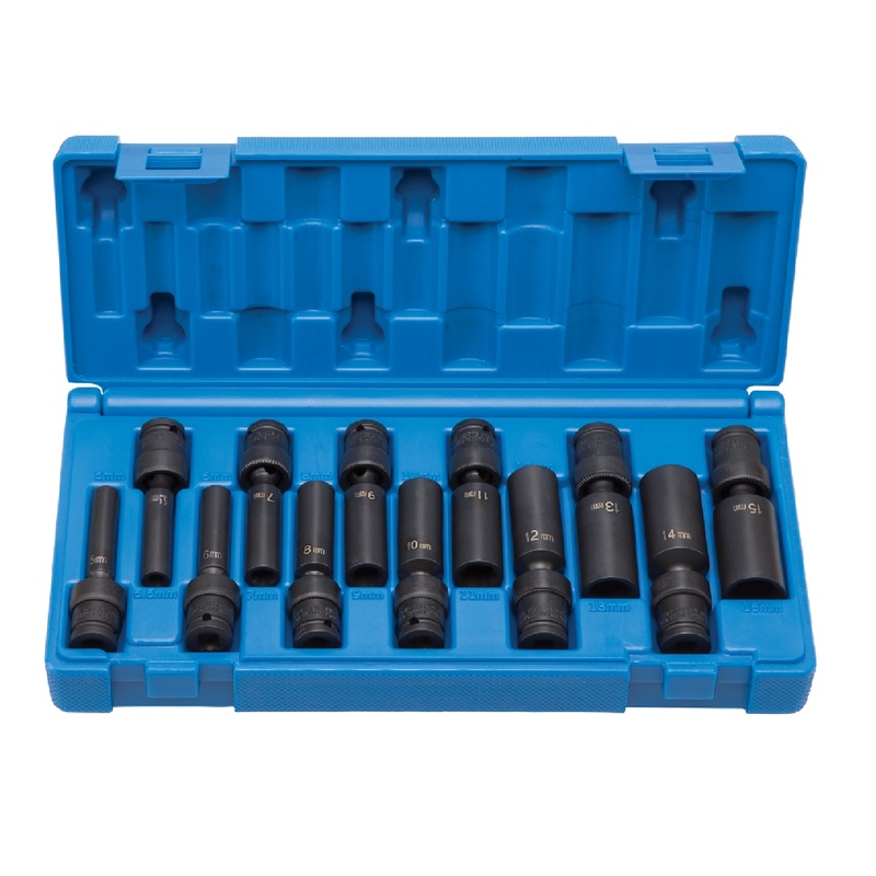 Grey Pneumatic 9712UMD 1/4" Surface Drive 12-Piece Deep Universal Metric Socket Set