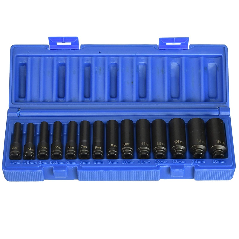 Grey Pneumatic 9714MD 1/4" Surface Drive 14 Piece Deep Metric Socket Set
