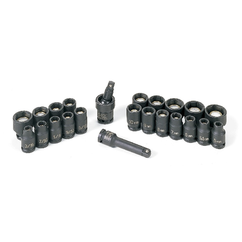 Grey Pneumatic 9723G 1/4" Drive 23-Piece Standard Length SAE/Metric Magnetic Socket Set