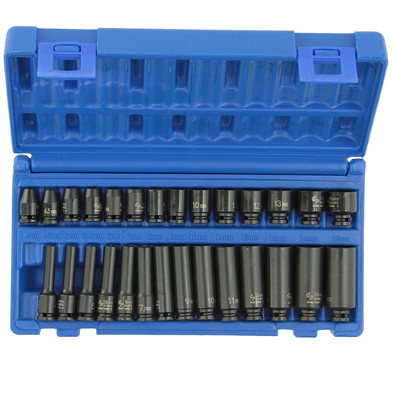 Grey Pneumatic 9728M 1/4" Drive 28 Piece Impact Metric Master Socket Set